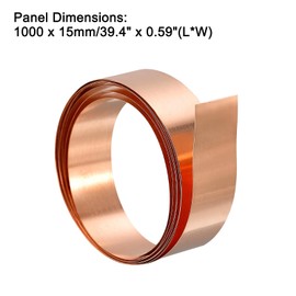 TOP-VIGOR 1Pcs Pure Copper Strip Roll, 1000mm x 15mm x 1mm Copper Foil Sheet for Electrical Conductivity, EMI Shielding, Crafts & DIY Projects