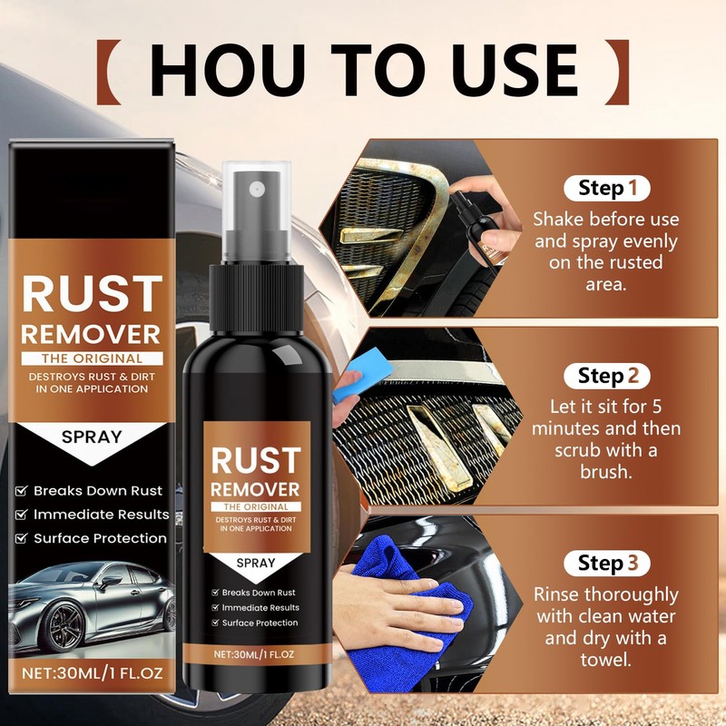 marveher Rust Remover Spray Heavy Duty Metal Cleaner, Upgrade Rust