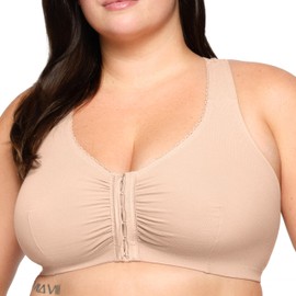 Glamorise Women's Plus-Size Complete Comfort Cotton T-Back Bra, Cafe, 42G/H