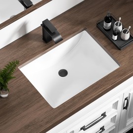Ada Compliant 20"x15" White Ceramic Rectangle Undermount Bathroom Sink with Overflow (20"x15")
