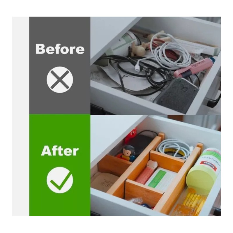 ANTOWIN 8 ANTOWIN Bamboo Drawer Divider Organizer 13”-17” Adjustable Separators