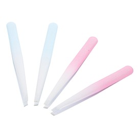 Baluue 4pcs Precision Stainless Steel Eyebrow Tweezers Angled Tip for Accurate Hair Removal Stylish Glitter Design for Eyebrow Grooming and Facial Hair Care