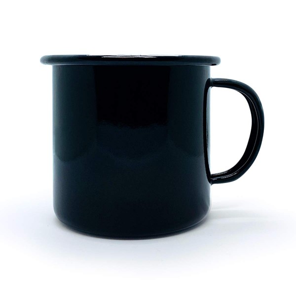 GO Enamel Cup Mug Cup Coffee Cup Outdoor Camping Stylish My Cup Plain (Black )