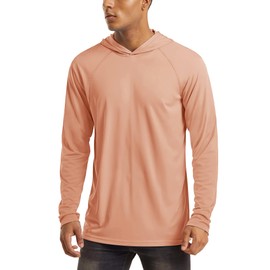 Uv Shirts for Men Long Sleeve Swimming Shirts Athletic Shirts Running Shirts Workout Shirts Sun Shirts Hiking Shirts for Men with Hood Apricot