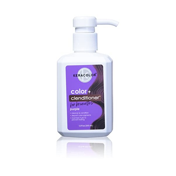 KERACOLOR Clenditioner for Brunettes PURPLE Dye, Semi Permanent Hair Color Depositing Conditioner, Cruelty-free, 12 Fl Oz