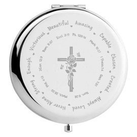 Kasuwow Christian Gifts for Women, Inspirational Gifts Faith Compact Mirror with Bible Verse Prayers, Religious Gifts for Women Friend Christmas Birthday Gift