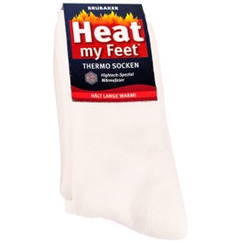 BRUBAKER 2-Pack Heat my Feet Thermal Socks - Warm Feet Socks with Heat Enclosing Insulation Fibers - Size 12.5-14 - Beige