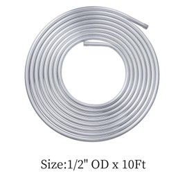 1/2" OD Aluminum Coiled Tubing, CYIWPH Seamless Round Pipe 1060, 0.04" Wall Thickness, Refrigeration Tubing, Fuel Line, Automotive Oil Pipe, Compressor Tube, 10Ft
