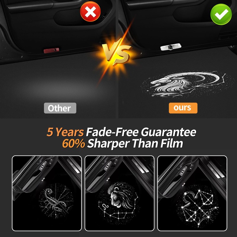 Never Fade HD Car Door Lights Zodiac Logo，2 Pcs Ghost