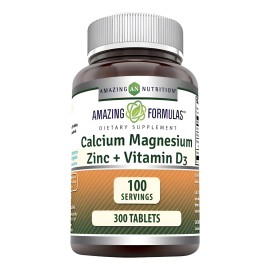 Amazing Formulas Cal Mag Zinc + Vit D3 Salud Osea 300 Tabs Sin Sabor