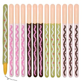Maydahui 12 PCS Chocolate Bar Shape Rollerball Gel Pens Covered Biscuit Sticks Pen Funny Food Pens Novelty Dessert Pen Black Ink for School Party Office