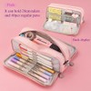 Large Pencil Case 3 Compartments, Big Capacity Pencil Pouch with