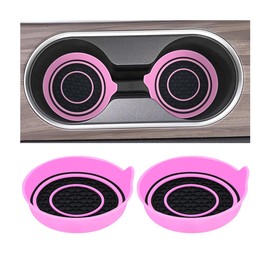 Mandark Car Cup Holder Coaster, 2.75 Inch Non-Slip Vehicle Cup Holder Insert Mats, Dustproof Automotive Interior Console Cup Insulated Pads Accessories, Universal for SUV, Sedan, Truck (Pink)