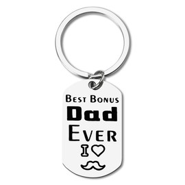yaozeio Best Bonus Dad Ever Keychains for Bonus Dad Daddy Birthday Gift from Daughter Son Step Dad Papa Father Day Gifts for Bonus Dad Father in Law Gift Ideas Engraved Dad Key Chains for Men
