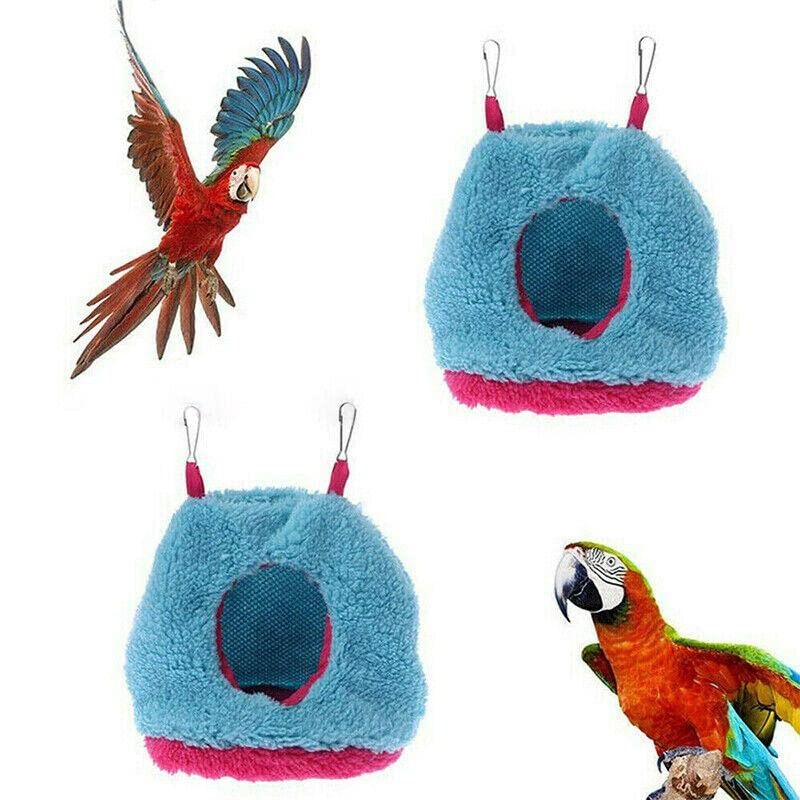 AIMALL Bird Parrot Hammock Hut, Plush Snuggle Hanging Cave Cage