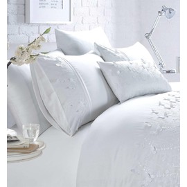 Belle Maison Papillon Duvet Set, Polycotton, White, Single