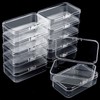 12 Pcs Small Plastic Boxes with Hinged Lids, Rectangle Clear