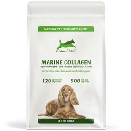 Animal Active Marine Collagen for Dogs, Supports Dry and Itchy Skin, Shiny Coat & Healthy Gums, Premium Micronised Peptides, Skin Health Dog Supplement, 120 x 500mg Open & Sprinkle Capsules