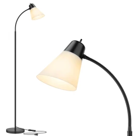 Coucrek Floor Lamp for Living Room, Adjustable Gooseneck Standing with Black