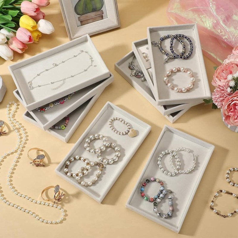 Snblzhef 8 Pcs Stackable Jewelry Tray Jewelry Organizer Tray Empty