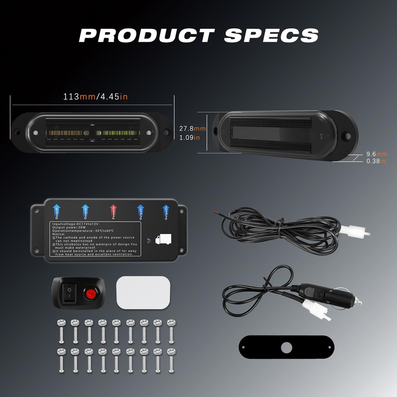 DOXMALL LED Amber White Strobe Light For Trucks,8Pcs Emergency Grill