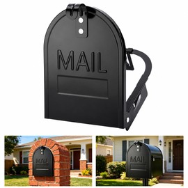 RUBII Magnetic Mailbox Door Replacement, 6 1/4" x 8 1/4" Snap-in Mailbox Door Panel, Black Metal Mail Box Doors for Outdoor Residential Brick Mailbox Doors Repair