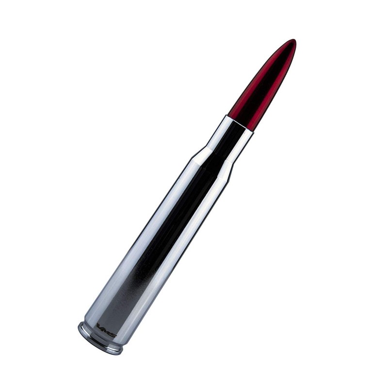 VMS Racing 50 Cal Caliber CHROME RED TIP BULLET ANTENNA