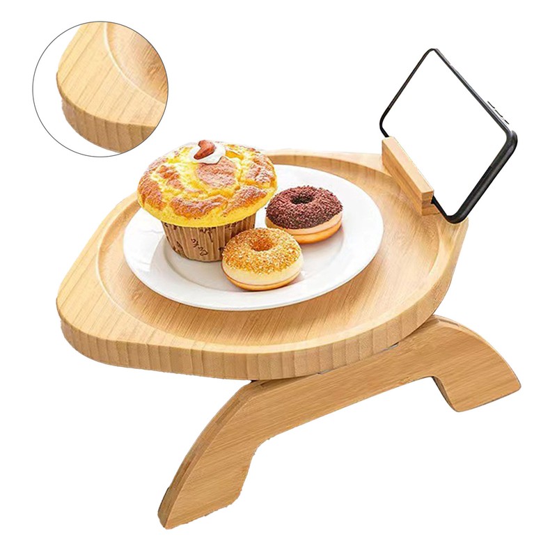Couch Tray Burlywood Bamboo Folding Sofa Arm Clip Table for