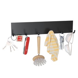 YJSMO Magnetic Key Rack No Drill Magnetic Key Holder for Metal Surfaces, Multi Purpose Organizer, More Ideal for Kitchens, Laundry Rooms, Offices Magnet Hooks (1, Black)