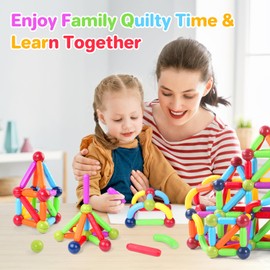 BEBOAN 68pcs Magnetic Sticks Age 3+ and Balls Building Blocks Stem Toy for Kids Toddlers Ages 3+ Boys & Girls, Learning Educational Magnet Preschool Toys Gift Set