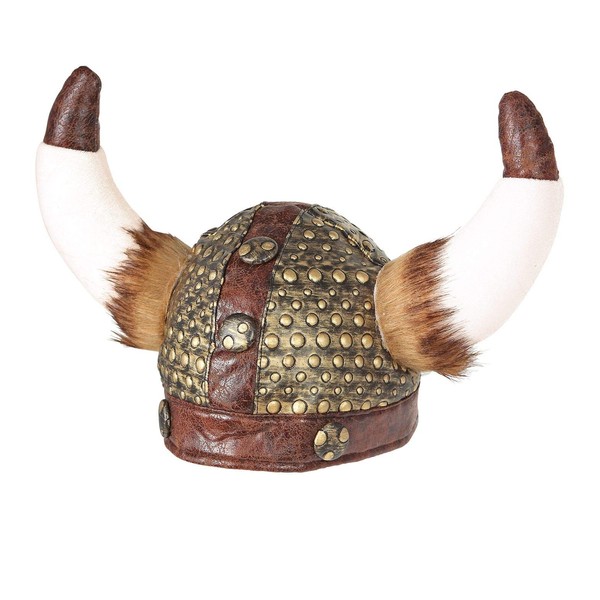 Widmann 09169 Viking Helmet with Horns and Fur, Nordman, Robber, Hat, Headpiece, Accessory, Theme Party, Carnival