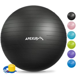 APEXUP Yoga Ball Exercise Ball, Anti Slip Stability Ball Chair, Heavy Duty Large Gym Ball for Fitness, Balance, Core Workout and Physical Therapy (L (23"~26") 65cm, Light Blue)