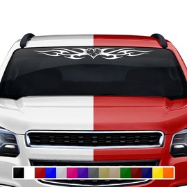 Sticky Creations Heart Decal Sticker Windshield Window Banner Vinyl Graphic Tribal Flame Decoration Car Truck SUV Vehicle Front Rear Back 36"x4.25"+ (Design #116-01)