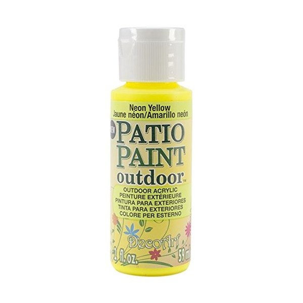 DecoArt Outdoor Acylic Paint, Acrylic, Neon Yellow, 59 ml (Pack of 1)