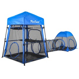 PETEASE Cat Enclosures, 3-in-1 Cat Tower Tent with Tunnel/Pop Up Cube,Climbing Cage Outdoor Catio Portable Playpen Play Tents for Cats Kitten and Small Animals