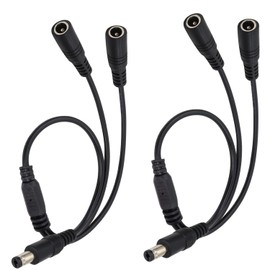 HuaLiSiJi DC Power Splitter 1 to 2 DC Power Y Splitter Cable DC 5.5mm x 2.1mm Male to Female for Router, LED Strip, Security Camera, CCTV IP, DVR and More Devices (2pcs)