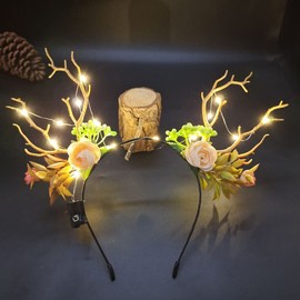 Prosy LED Flower Light up Antlers Headbands Glowing Headband Christmas Hair Bands Party Decorative for Women and Girls (Multicolor 7)