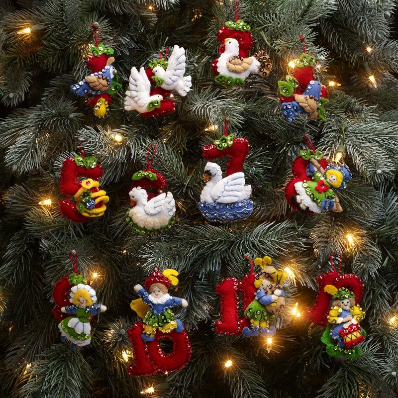 Bucilla Felt Applique 12 Piece Ornament Making Kit, Twelve Days