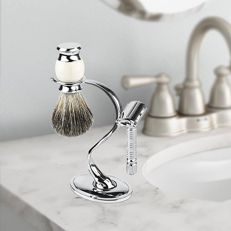 Linkidea Razor Holder Stand, Stainless Steel Shaving Brush Holder with
