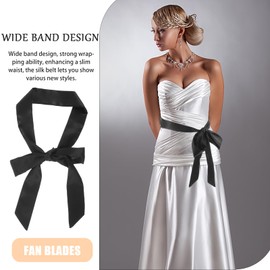 ZhangyiHot Black Satin Ribbon Belt Long Sash Belt Wedding Dress Belt Bridal Waist Belt Robe Belt Replacement Special Occasion Accessories for Women, Women's Belts Accessories