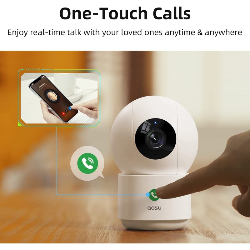 AOSU 4MP 2.5K Indoor Camera, Security Camera Indoor work with