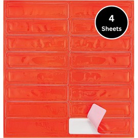 Gorvex Hard Hat Reflective Stickers, Strong Adhesive & Durable, Reflective Hard Hat Stickers, Glow in The Dark, 16 Count, Hard Hat Accessories for Men and Women, 4 sheets, Hi-vis Orange