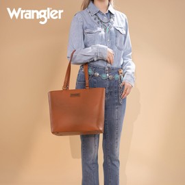 Wrangler Tote Bag Purse Medium Tote Bag Brown Shoulder Handbags WG159-81123BR
