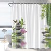 Zen Shower Curtain Green Bamboo Spa Garden Stone Meditation Japanese