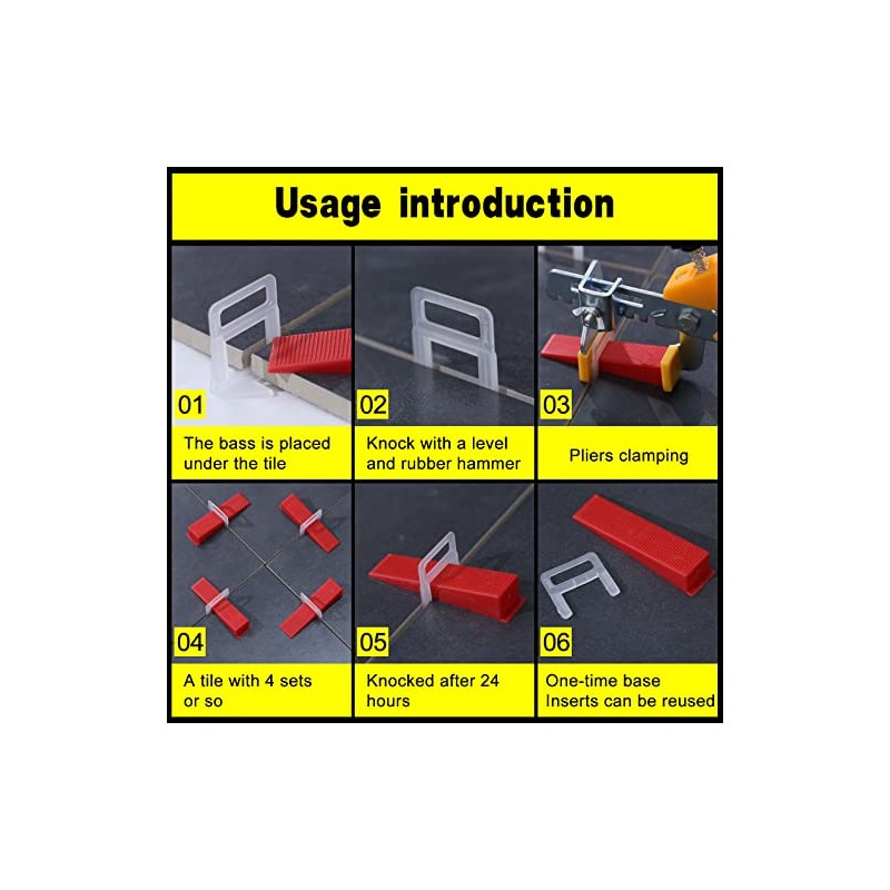 Tile Leveling System 1/16" Spacers Tile Leveler Clips DIY Tile