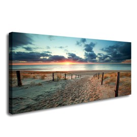 Canvas Wall Art Beach Sunset Ocean Nature Pictures Long Canvas Artwork Prints Contemporary 20in x40in Wall Art Decor for Home Living Room Bedroom Decoration Office Wall Decor Framed Ready to Hang …