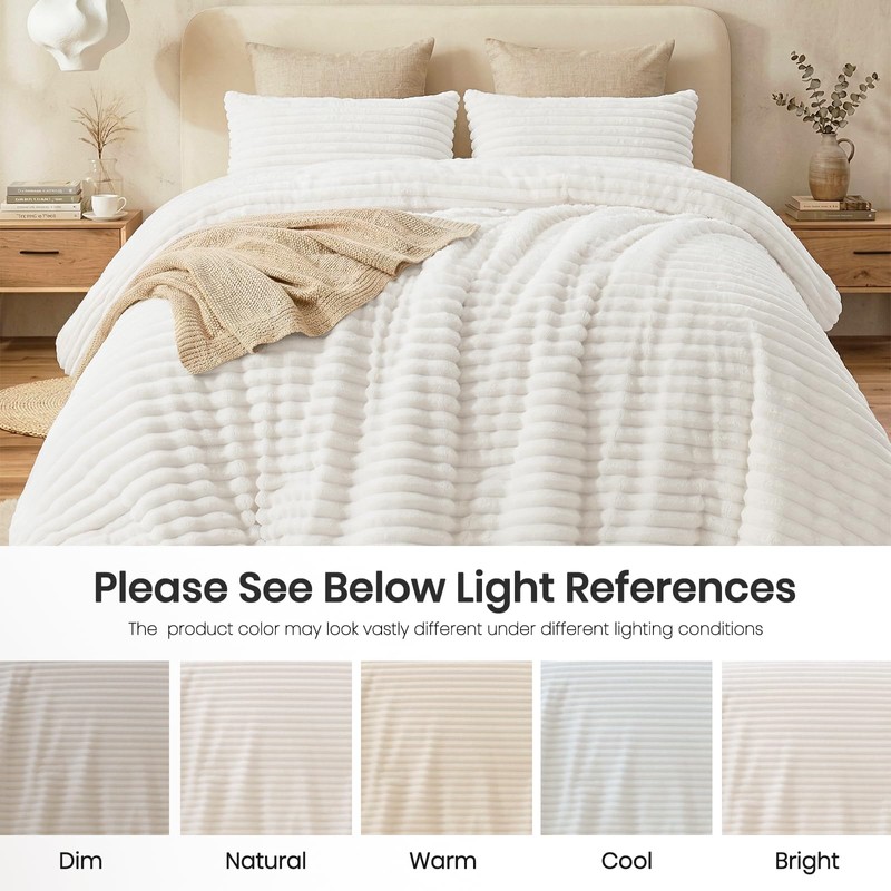 Quataly White Queen Comforter Set (3-Piece) – Cloud-Like Fleece Comforter