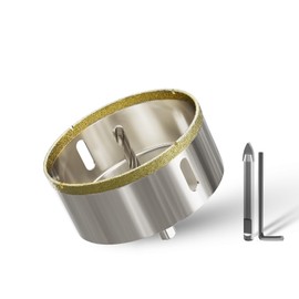 CSOOM 90 mm Glass Drill Hole Saw with 2 x Centring Drills, Drill Bit Tile Drill Bit for Glass, Tile, Ceramic, Marble, Limestone