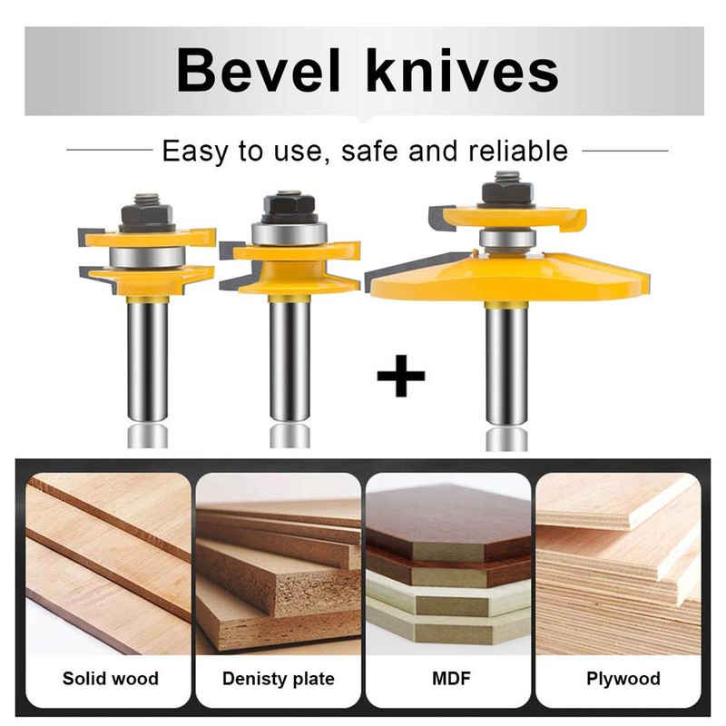 OLETBE 3 PCS Router Bit Set, 1/2-Inch Shank Round Over