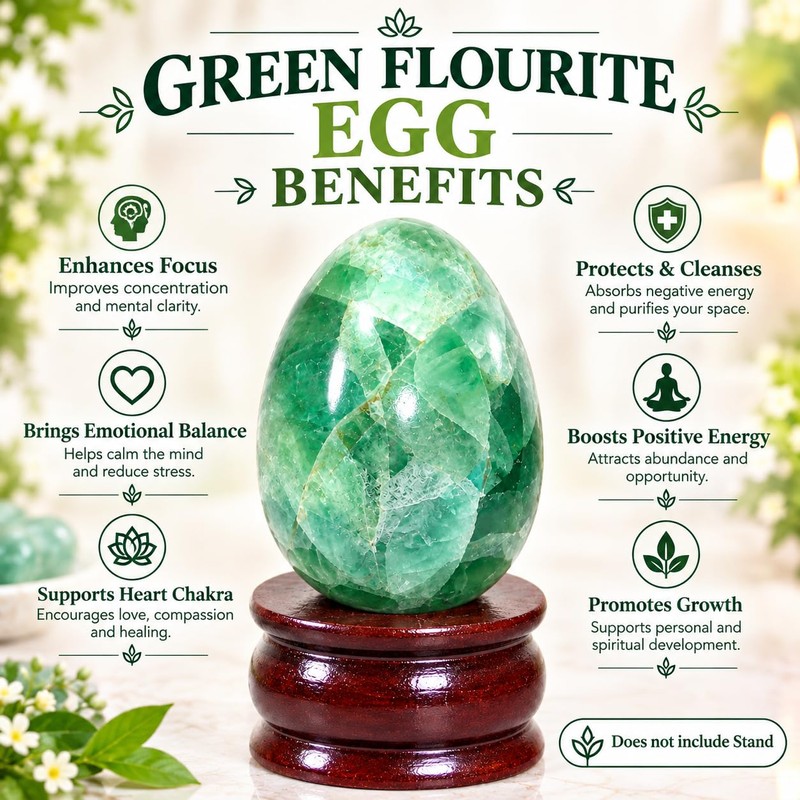 Prajet Crystal Green Fluorite Gemstone Egg 45–50 mm Natural Smooth